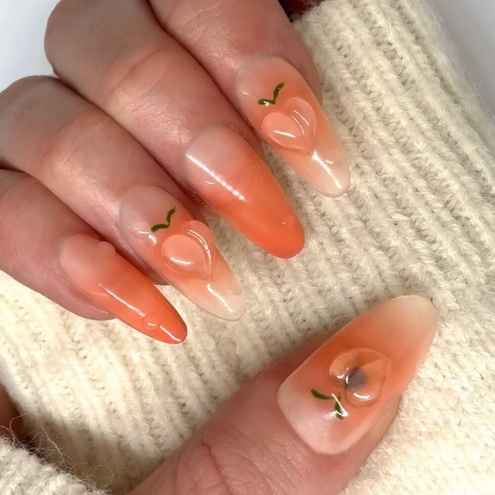 Chipped Reusable Microchipped NFC Press-On Nails - 🍑 SAY PEACH AGAIN Size M